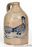 William Roberts, W. ROBERTS / BINGHAMTON, N.Y. Stoneware Jug w/ Cobalt Bird Decoration, circa 1848-1888, Stoneware