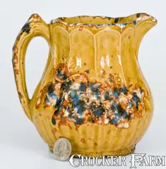 S. Risley, Very Rare S RISLEY / NORWICH, Connecticut Rockingham-Glazed Pitcher, mid 19th century, Stoneware