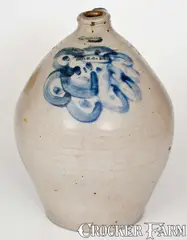 Smith & Day, Exceptional SMITH & DAY / NORWALK Three-Gallon Stoneware Jug w/ Elaborate Cobalt Decoration, circa 1845, Stoneware