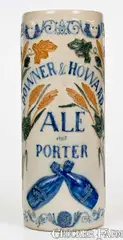 Downer & Howard, Outstanding Whites Utica Molded Three-Color Stoneware Vase: DOWNER & HOWARD / ALE AND PORTER (Erie, PA), circa 1890, Stoneware