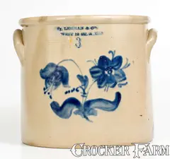 L. Lehman, L. LEHMAN / WEST 12 ST, New York City / Manhattan Three-Gallon Stoneware Crock, circa 1860, Stoneware