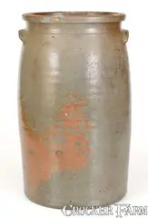G. Unser, Extremely Rare G. UNSER / JEFFERSONVILLE, Indiana Stoneware Churn w/ Incised Profanity, third quarter 19th century, Stoneware