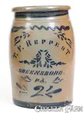 T.F. Reppert, 2 Gal. T. F. REPPERT / GREENSBORO, Pennsylvania Stoneware Jar