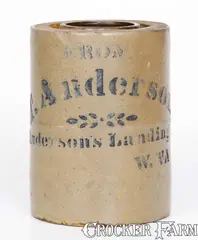 From, "FROM / T. Anderson / Anderson's Landing / W. VA" Stoneware Canning Jar, circa 1880, Stoneware