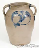 H. Glazier, Very Fine H. GLAZIER / HUNTINGDON, PA 3 Gal. Stoneware Jar with Open Handles, circa 1831-1854, Stoneware