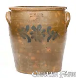 Thomas & Bro, THOMAS & BRO / HUNTINGDON PA Stoneware Jar w/ Cobalt Floral Decoration, circa 1872, Stoneware