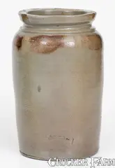 H. Glazier, Scarce H. GLAZIER. / HUNTINGDON, PA Manganese-Decorated Stoneware Jar, c1831-54, c1831-54, Stoneware