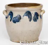 JOHN BELL / WAYNESBORO Stoneware Jar with Cobalt Floral Decoration by John Bell, circa 1850-1880, Stoneware, sold Apr 2022