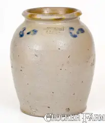 J. Swann, Extremely Rare J. SWANN / ALEXA Half-Gallon Cobalt-Decorated Stoneware Jar (Alexandria, VA, c1820), c1820, Stoneware