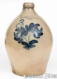 T. Harrington, 3 Gal. T. HARRINGTON / LYONS Stoneware Jug w/ Floral Decoration, circa 1860, Stoneware