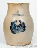 2 Gal. COWDEN & WILCOX / HARRISBURG, PA Stoneware Pitcher w/ Floral Decoration by Cowden & Wilcox, circa 1865, Stoneware, sold Apr 2022