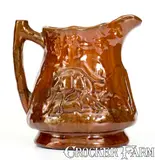 John W. Bell, Scarce JOHN W BELL / Waynesboro, Pa Redware Hunt Scene Pitcher