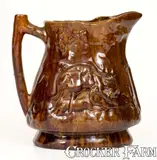 John Bell, JOHN BELL / WAYNESBORO, Pennsylvania Redware Hunt Scene Pitcher, circa 1850-1880, Redware