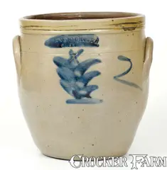 M. Woodruff, 2 Gal. M. WOODRUFF / CORTLAND Stoneware Jar with Cobalt Decoration, circa 1867-1869, Stoneware