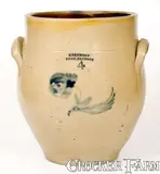 I. Seymour Troy Factory, 4 Gal. I SEYMOUR / TROY FACTORY Stoneware Jar with Floral Decoration, circa 1830, Stoneware