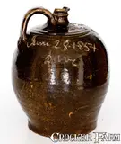 David Drake, Highly Important David Drake June 28, 1854 Stoneware Jug Inscribed "Lm says this handle will crack", 1854, Stoneware