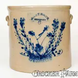 Hart Bro's, Unusual Six-Gallon HART BRO'S. / FULTON N.Y. Stoneware Crock w/ Elaborate Cobalt Floral Design, late 19th century, Stoneware