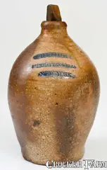 J. Remmey, Rare J. REMMEY / MANHATTAN-WELLS / NEW-YORK Stoneware Jug, early 19th century, Stoneware