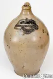J. Remmey, Rare Large-Sized J REMMEY / MANHATTAN-WELLS / NEW-YORK Stoneware Jug w/ Purplish Slip Decoration