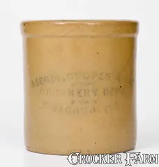 Cooper & Co., Rare SIEGEL, COOPER & CO. / CROCKERY DEPT. / CHICAGO, ILL. Stoneware Crock att. Red Wing, late 19th century, Stoneware