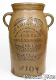 Hamilton & Jones, Rare Ten-Gallon HAMILTON & JONES / GREESNBORO, PA Stoneware Churn, circa 1875, Stoneware