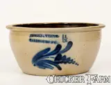 Cowden & Wilcox, COWDEN & WILCOX / HARRISBURG, PA Stoneware Bowl w/ Cobalt Floral Decoration, circa 1865, Stoneware