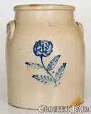 Evan R. Jones, Scarce EVAN R. JONES / PITTSTON, PA Stoneware Jar w/ Cobalt Rose Decoration, circa 1875, Stoneware