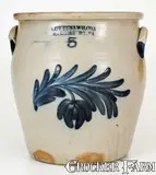 Cowden & Wilcox, COWDEN & WILCOX / HARRISBURG, PA Stoneware Jar w/ Floral Decoration, circa 1865, Stoneware