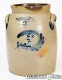 Cowden & Wilcox, Scarce COWDEN & WILCOX / HARRISBURG, PA Man-in-the-Moon Crock, circa 1865, Stoneware