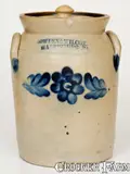 Cowden & Wilcox, COWDEN & WILCOX / HARRISBURG, PA Stoneware Jar w/ Cobalt Floral Decoration, circa 1865, Stoneware