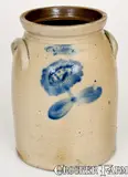 J.M. Harris, J.M. HARRIS / EASTON, PA Stoneware Jar w/ Cobalt Sunflower Decoration, circa 1885, Stoneware