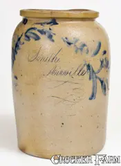 Smith, Important "Smith / Airville" Gloucester County, Virginia Stoneware Plantation Jar, circa 1827-1830, Stoneware