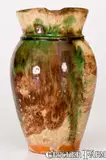 Shenandoah Valley, Rare S. BELL & SON / STRASBURG, Virginia Multi-Glazed Redware Cream Pitcher (Shenandoah Valley), circa 1890, Redware
