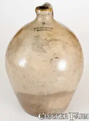 T O Goodwin, T O GOODWIN /HARTFORD Stoneware Incised Bird Jug, circa 1830, Stoneware