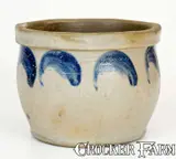 John Bell, JOHN BELL / WAYNESBORO Bowl-Shaped Stoneware Jar w/ Cobalt Decoration