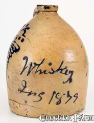 Whiskey, Unusual New York State Stoneware "Whiskey / Jug / 1879", 1879, Stoneware
