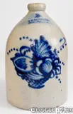 F. B. Norton & Co, 2 Gal. F. B. NORTON & CO. / WORCESTER, MASS. Stoneware Jug w/ Floral Basket