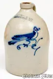 1 Gal. J. NORTON & CO. / BENNINGTON, VT Stoneware Bird Jug by J. Norton & Co., circa 1860, Stoneware, sold Aug 2021