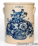 J. Norton & Co., Exceptional J. NORTON & CO. / BENNINGTON, VT 8 Gal. Stoneware Crock w/ Profuse Flowering Basket Motif, circa 1860, Stoneware
