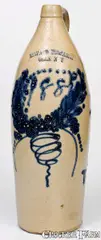 Fred Godfrey, Monumental "Fred Godfrey / Bennington, VT" Stoneware Flask, Norton Pottery, 1885, 1885, Stoneware