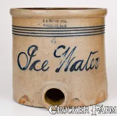 F. B. Norton Sons, 4 Gal. F. B. NORTON SONS / WORCESTER, MASS. Stoneware "Ice Water" Cooler, circa 1875, Stoneware