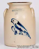 F. B. Norton & Co, F. B. NORTON & CO. / WORCESTER, MASS. Stoneware Jar with Bold Bird Decoration