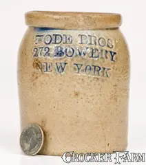 Bowery, TODE BROS / 272 BOWERY / NEW YORK Small Salt-Glazed Stoneware Jar, late 19th century, Salt-glazed stoneware