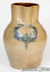 David Smith, Rare 2 Gal. W. SMITH / GREENWICH, NY Stoneware Pitcher w/ Cobalt Decoration, circa 1840, Stoneware