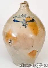 David Morgan, Exceedingly Rare and Important DAVID MORGAN / NEW YORK Stoneware Jug w/ Incised Decoration, circa 1800, Stoneware