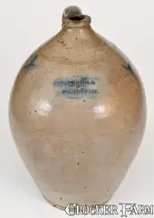 W. Nichols, Very Rare W. NICHOLS / PO'KEEPSIE Decorated Stoneware Jug, Poughkeepsie, NY, c1823, c1823, Stoneware