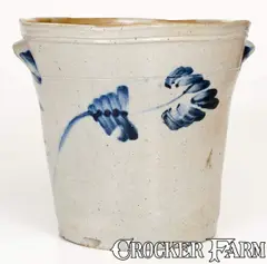 Very Rare IRELAND, DUEY & SHINNICK / MT. CRAWFORD, VA Stoneware Pan by Duey & Shinnick, circa 1870, Stoneware, sold Aug 2021