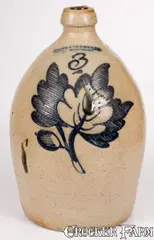 F. Stetzenmeyer & Co., Fine F. STETZENMEYER & CO. / ROCHESTER, NY Stoneware Jug with Leaf Decoration, circa 1860, Stoneware