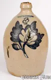 F. Stetzenmeyer & Co., Fine F. STETZENMEYER & CO. / ROCHESTER, NY Stoneware Jug with Leaf Decoration, circa 1860, Stoneware