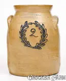 F. Stetzenmeyer & G. Goetzman, 2 Gal. F. STETZENMEYER & G. GOETZMAN / ROCHESTER, NY Stoneware Jar, circa 1853-1860, Stoneware
